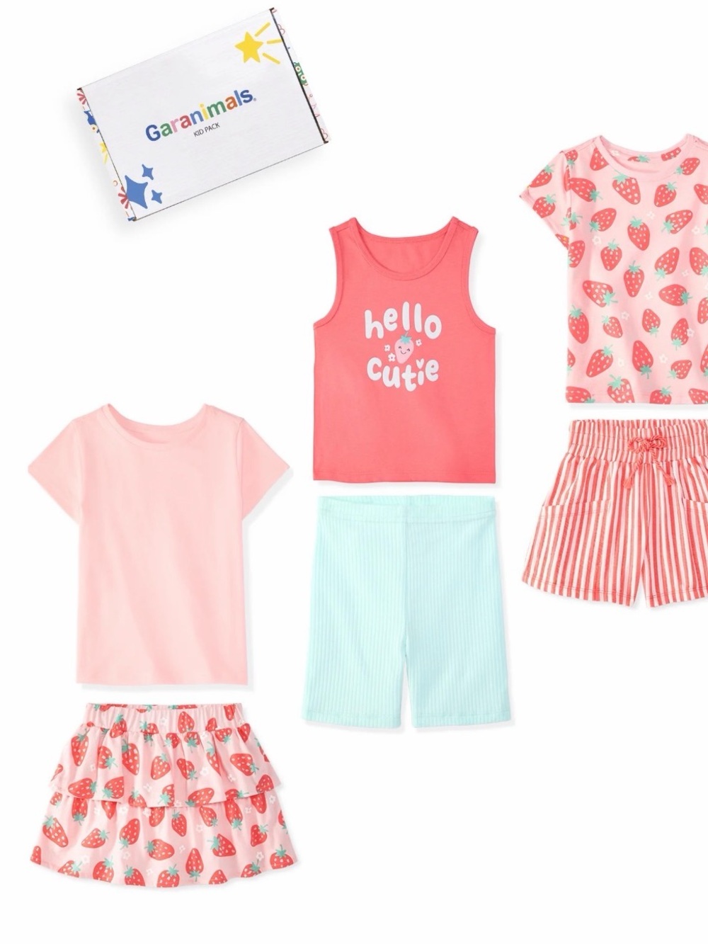 Garanimals Pink & Coral Strawberry Pajama Set with Mint Shorts